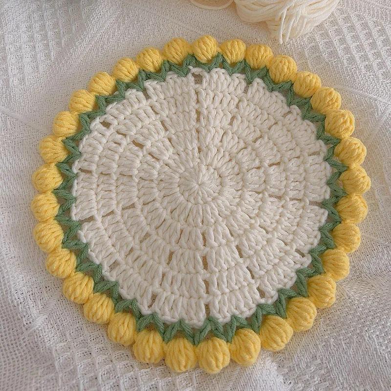 Crochet Coaster Rose Flower Coaster Crochet Flower Placemat Rose Bouquet Cup Pad Coffee Mug Cup Mat Mother's Day Gift