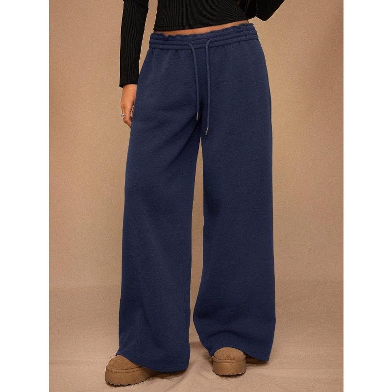 Autumn Winter High Waisted Thick Drawstring Pants Women Loose and Casual Sports Warm Pants Commuting Style