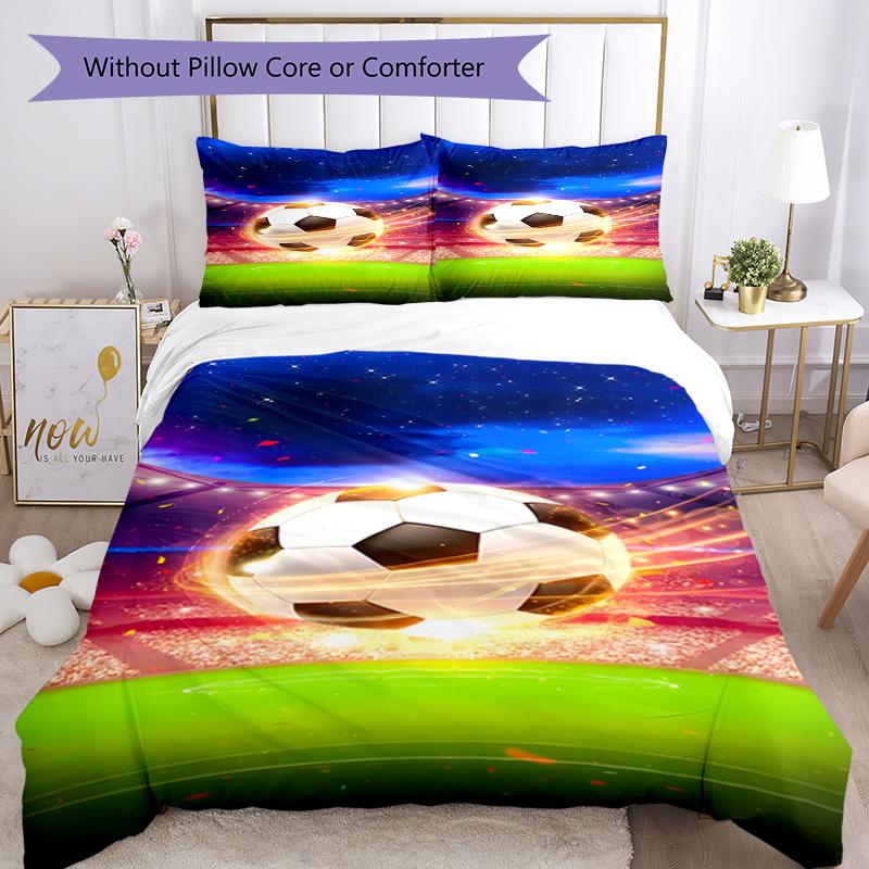 Soccer Bedding Set Breathable Duvet Cover with Pillowcases Decorative Bed Linen for Bedroom Home Decoration Birthday Gift