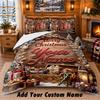 Christmas Custom Name Pattern Bedding 3Pcs Set Bed Sheet Pillowcases Indoor Bedroom Holiday Gift