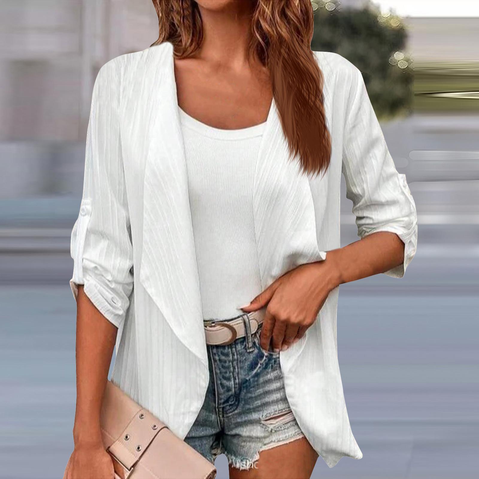 

Женский повседневный простой легкий кардиган с длинным рукавом спереди кардиган повседневная свободная куртка-смок XL белый