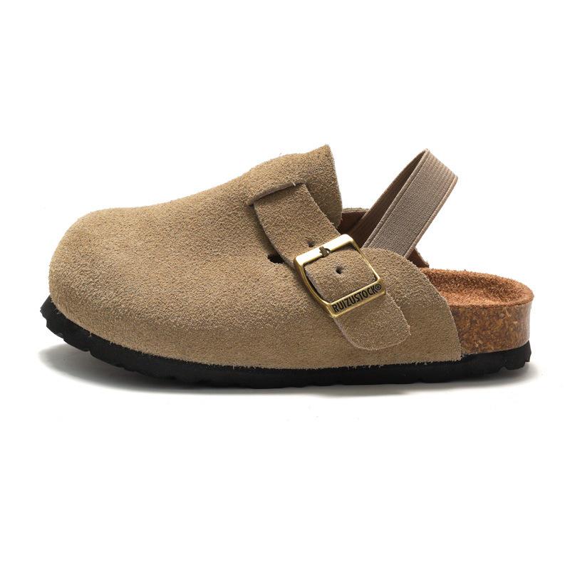 RUIZUSTOCK Ruizu Kinder Leder Kork Sandalen - Jungen & Mädchen Herbst/Winter Strand Pantoffeln mit Geschlossener Zehenpartie 140 apricot