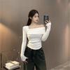 Pure Desire Asymmetrical One-Shoulder Top - Women's 2025 Winter Korean Style, Slim Fit Long Sleeve T-shirt