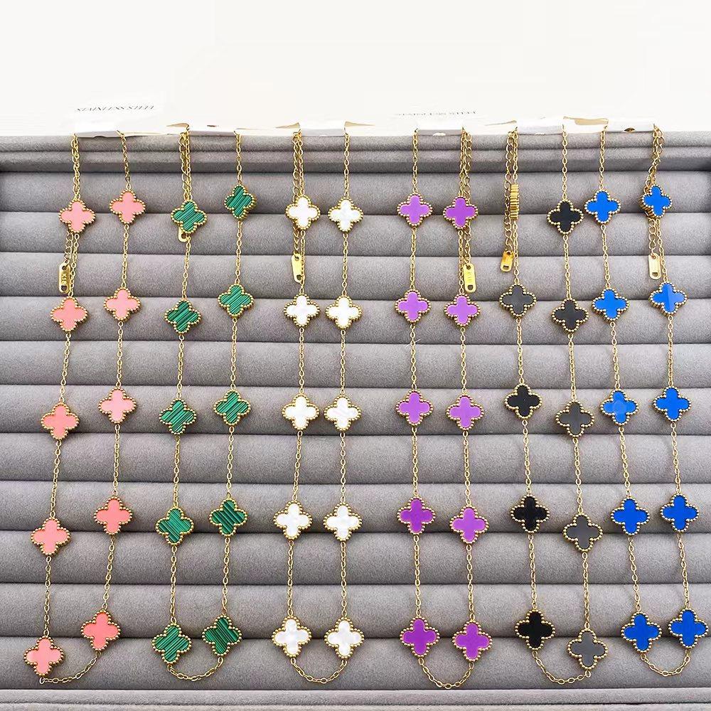 Vierblättriges Kleeblatt Halskette Leichte Luxus Einfache Blume Schlüsselbein Kette Damen Haute Sense Halskette