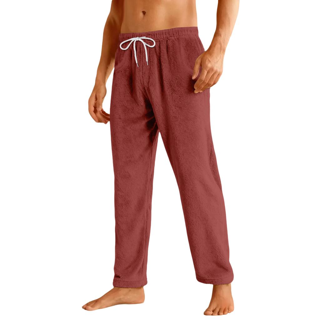 Men's Drawstring Pocket Flannel Casual Pants