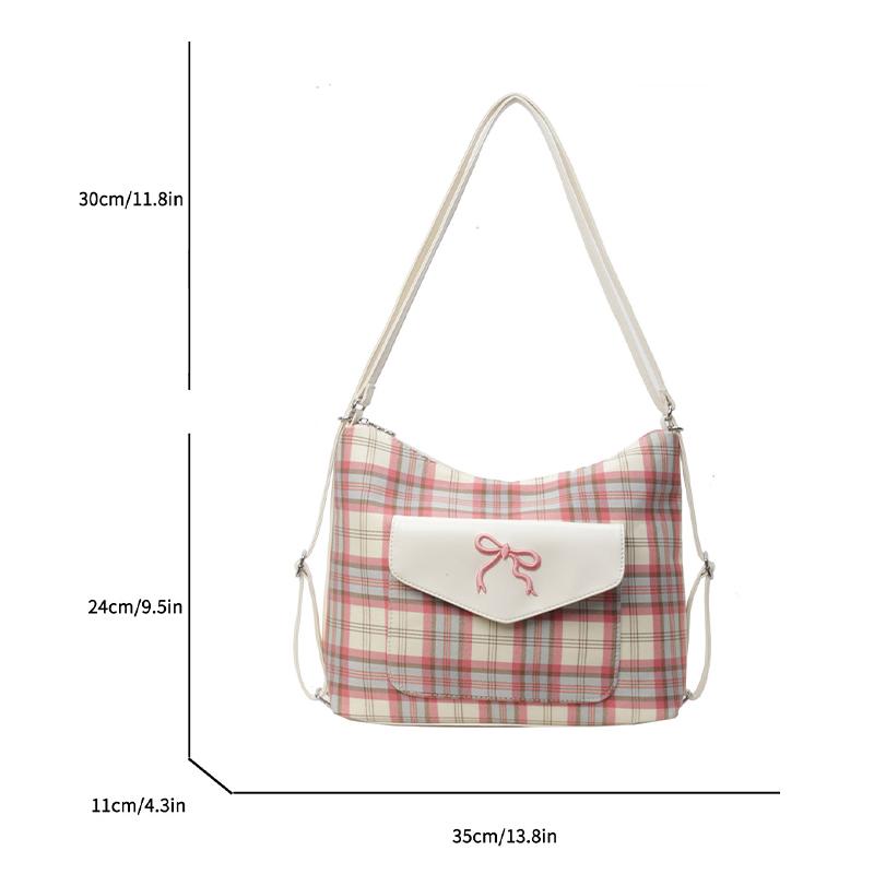 Version kontrastierende gestreifte Tragetasche für Damen Sommer neue Mode Akademie-Stil Schleife einzelne Schultertasche Premium