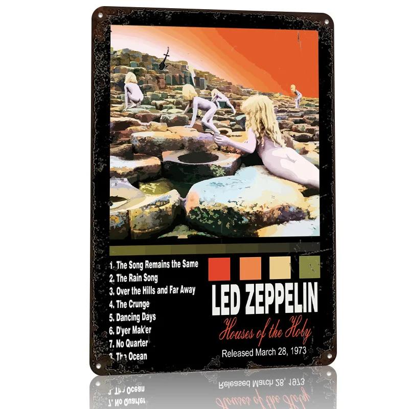 Led Zeppelin Houses of the Holy Personalized D Textured Metal Poster Wall Art Vintage Tin Signs for Home and Decoration Gaming