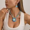 Polymer Clay Flowerwomen Jewelry Set Cute  Seaside Beach Colorful Flower Earrings Girls Sweet Beaded Chain Necklace Girl