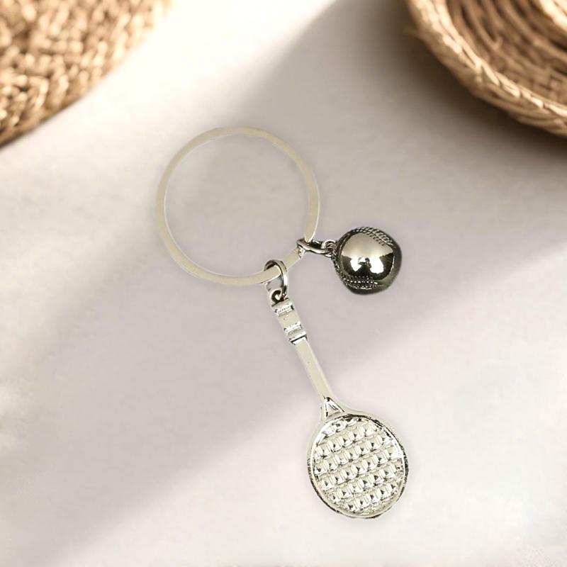 Appassionato di Tennis Accessorio Chiave Design Racchetta Metallici Texture in Lega Portachiavi Ciondolo per Fan Sportivi Regalo per Fan Sportivi