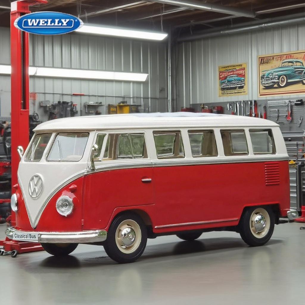 Welly 1/24 Volkswagen VW T1 BUS Legierungsauto Diecasts & Spielzeugfahrzeuge Automodell Miniatur Maßstabsmodell Auto Spielzeug für Kinder