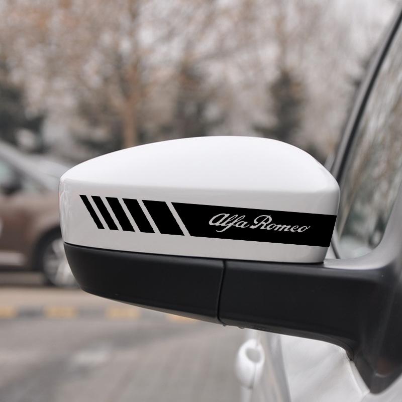 2 szt. Naklejka z emblematem w formie paska bocznego na lusterko wsteczne samochodu 3D Styling samochodowy do Alfa Romeo Giulia Giulietta MiTo Stelvio Tonale 4C 8C Disco Volante Gloria