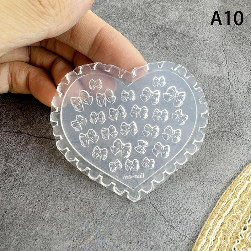 Cartoon Silicone Nail Carving Mold Flower Bow Nail Decorations Stereoscopic Stamping Plate Nails Diy Design Manicure Tools
