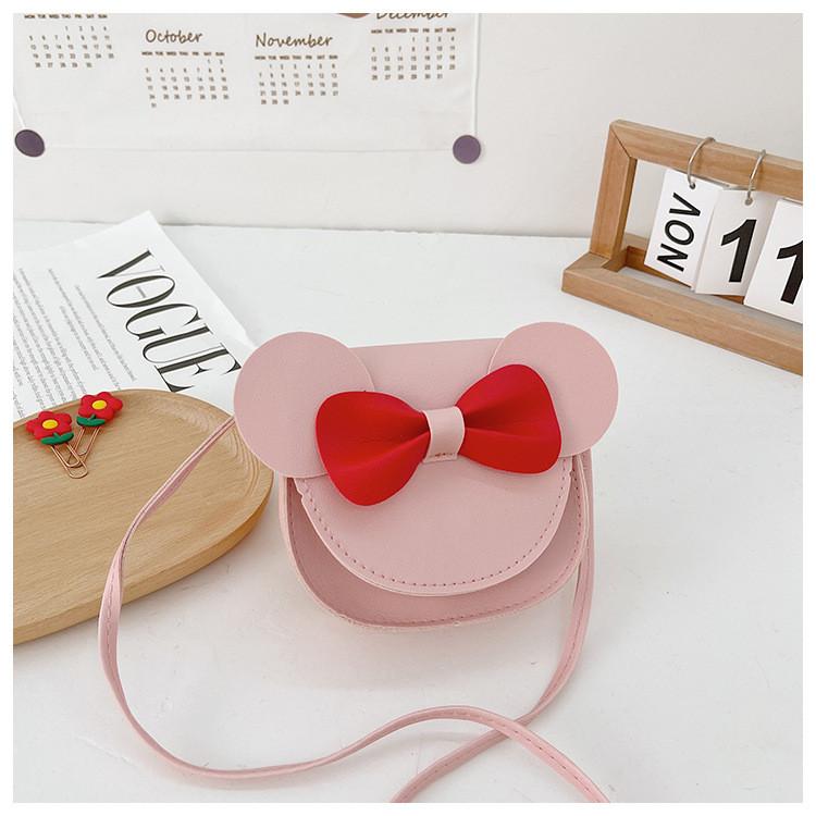 Bow Solid Color Girl Baby Shoulder Purse Simple Cute Flower Details Casual Wear
