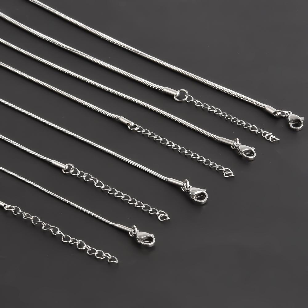 Fashion Round Snake Chain Necklace Silver Color 40/45/50/55/60cm Stainless Steel Necklaces For Women Men Jewelry Different Width