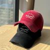 New letter-embroidered soft-top baseball cap for women, wide brim, makes the face appear smaller, duckbill cap for large head sizes