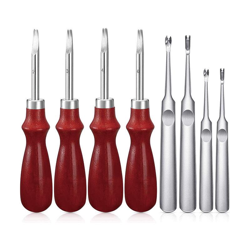 8 Pieces Edge Leather Beveler Cutting and Edge Skiving DIY Craft Tool, Hand Leather Grooving Tool for Crafting Work