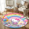 Decorative Round Christmas Multicolor Floor Rug, Non-Slip Floor Mat for Nursery
