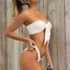 Bikiny Bandeau Dámske Push Up Plavky Plavky Mašlička Krížové Zaväzovanie za Krk Jednofarebná Súprava Bikín Kúpací Oblek Dva Spôsoby Nosenia