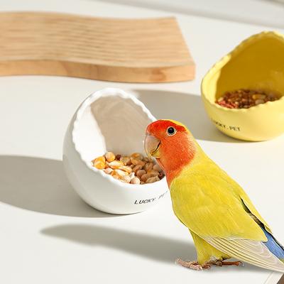 Ceramic Feeder for Birds Egg Shell Bowl Parrot Bowl Bird Feeder Pet Food Bowl Sun Protection Leak Proof and Drinking Water