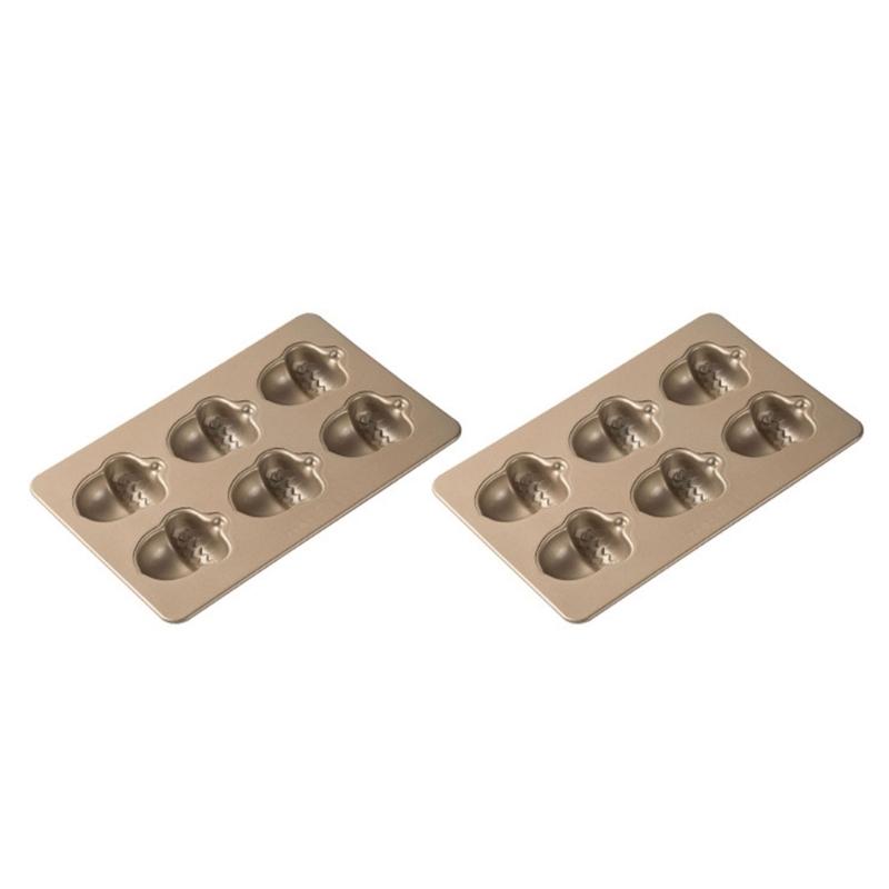 

Набор из 2 форм для выпечки кексов из углеродистой стали, 6-камерные формы для выпечки в форме грибов/желудей, антипригарная форма для выпечки десертов