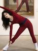 Women's Red Yoga Wear: Stunning 2025 Pilates Set - Autumn/Winter Fitness Long Sleeve Sports Top