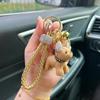 Bulldog Resin Lovely Cartoon Keychain With Shiny Diamonds Perfect For Key Car