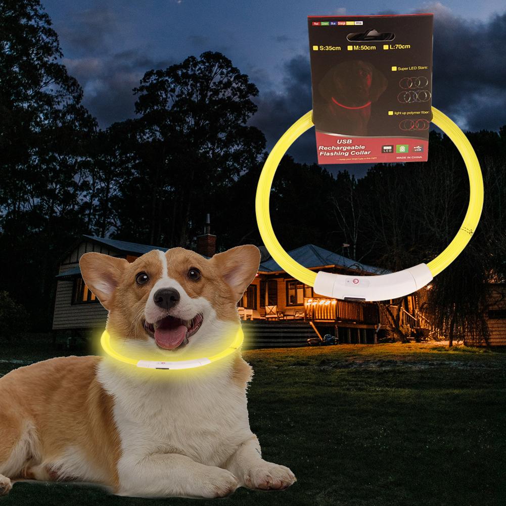 Flashing Glowing Dog Collar LED Dog Collar 3 Glowing Modes USB Rechargeable Bright & High Visibility for Small Medium Large Dogs