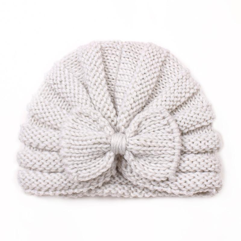 Baby Cute Bow Bow Hat, European and American Children s Knitted Warm Wool Hat, Baby Tire Hat бежевый