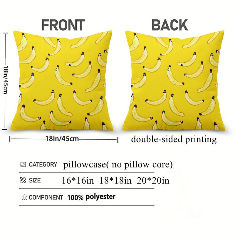 1Pc Modern Banana Peel Print Cushion Cover - Square Zippered Decorative Pillow Case Suitable For Living Room, Bedroom, Porch & T