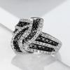 Huian Black Enamel Rings 2023 New Shiny White Cubic Zirconia Luxury Women Finger Accessories for Party Vintage Female Jewelry