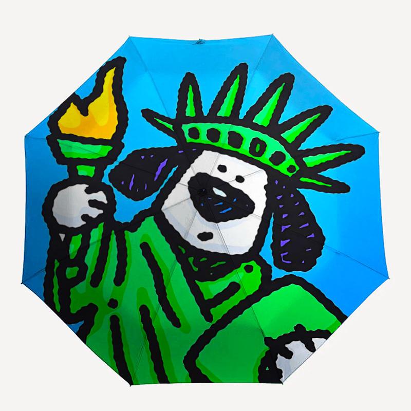 

1pc Liberty Statue Dog Automatic Open/Close Umbrella - Compact Travel Umbrella with 8-Rib Durable Frame, Lightweight & Portable Design z70