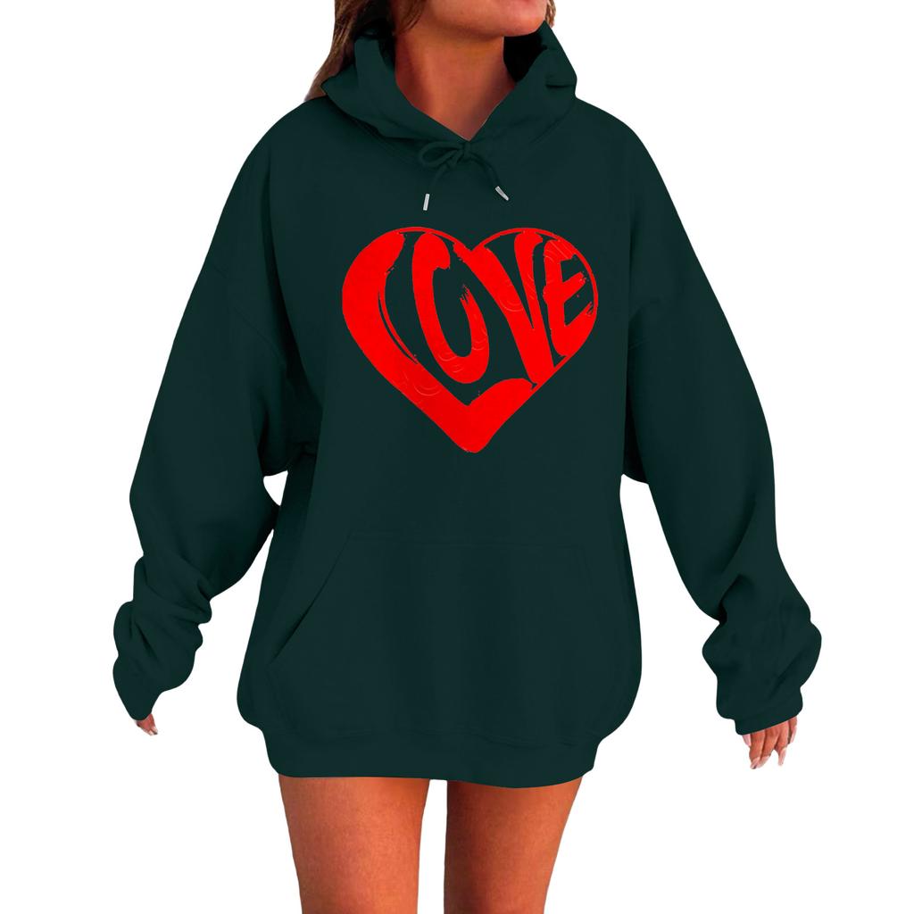 Women's Loose Comfortable Casual Fashionable Love Printed Long Sleeved Sweatshirt