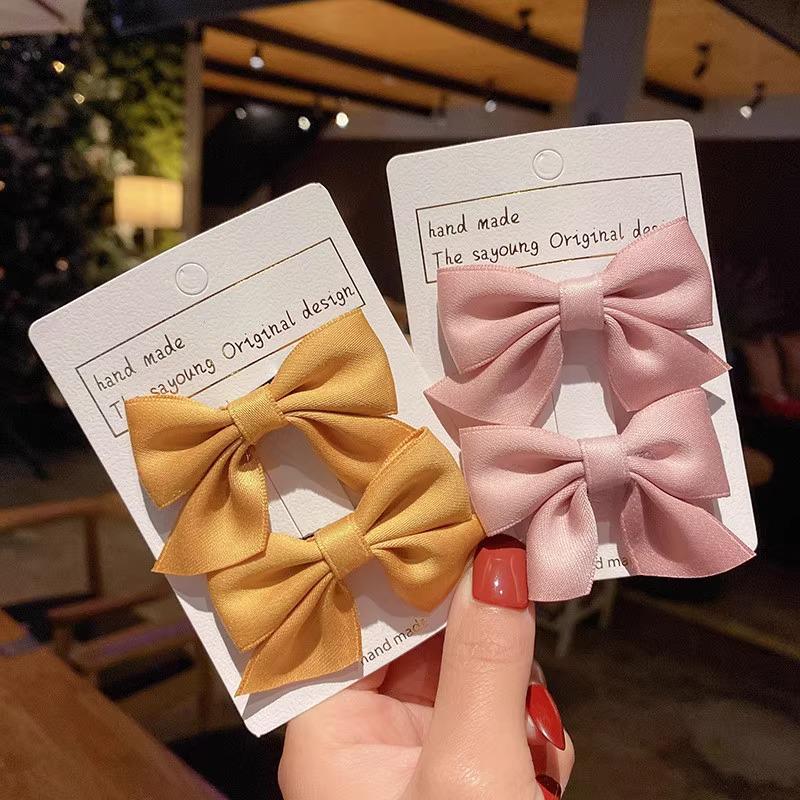 Korean Style Sweet Bow Hair Clips for Little Girls - Pair