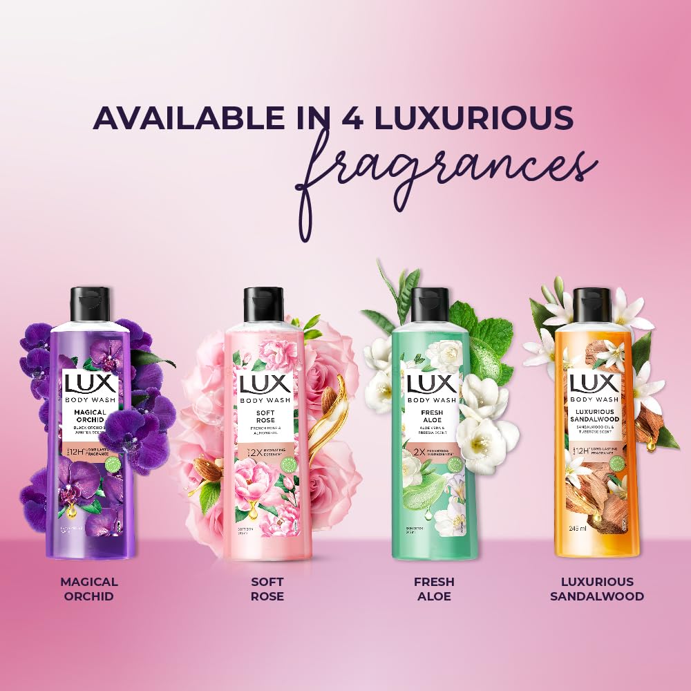 Lux Soft Rose Bodywash With French Rose And Almond Oil 245 Ml Pack Of 1 Paraben Free Gentle Liquid Body Wash For Soft Glowing Skin