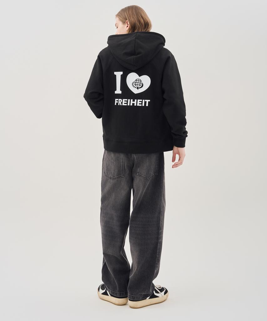 Thefrht Oversized Two-Way Artwork Zip-Up Hoodie (Black)