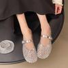 Sommer Strass Mary Jane Taschenkopf Hausschuhe Damen 2025 neue Sommerkleidung kleiner duftender Wind halbe Platte Einzelschuhe coole Hausschuhe