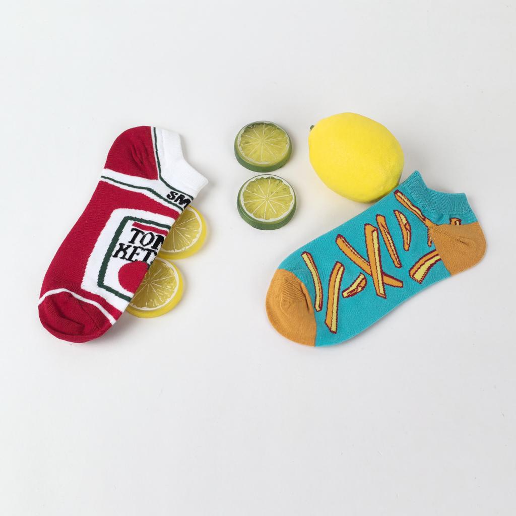 1 Paar Neuheit Unisex Pommes & Ketchup Kurze Socken Anzug Im Frühling Sommer Für Täglich