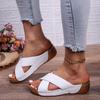 fashion 2024 Summer New Fashion Women's Open Toe Slippers Retro Shallow Mouth Slip-On Party Wedge Heel Women's Sandals Zapatos De Mujer