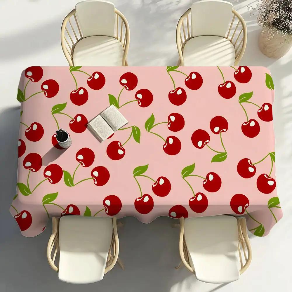 Kirschfrucht Rosa Tischdecke Party Dekoration Esszimmer Zuhause Küche Terrassen Wasserdicht Fleckenabweisend Tischdecke