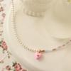 VINTAGEPINK Rosa Hjärta Volym Hjärta Rosa Pub Pärla Halsband