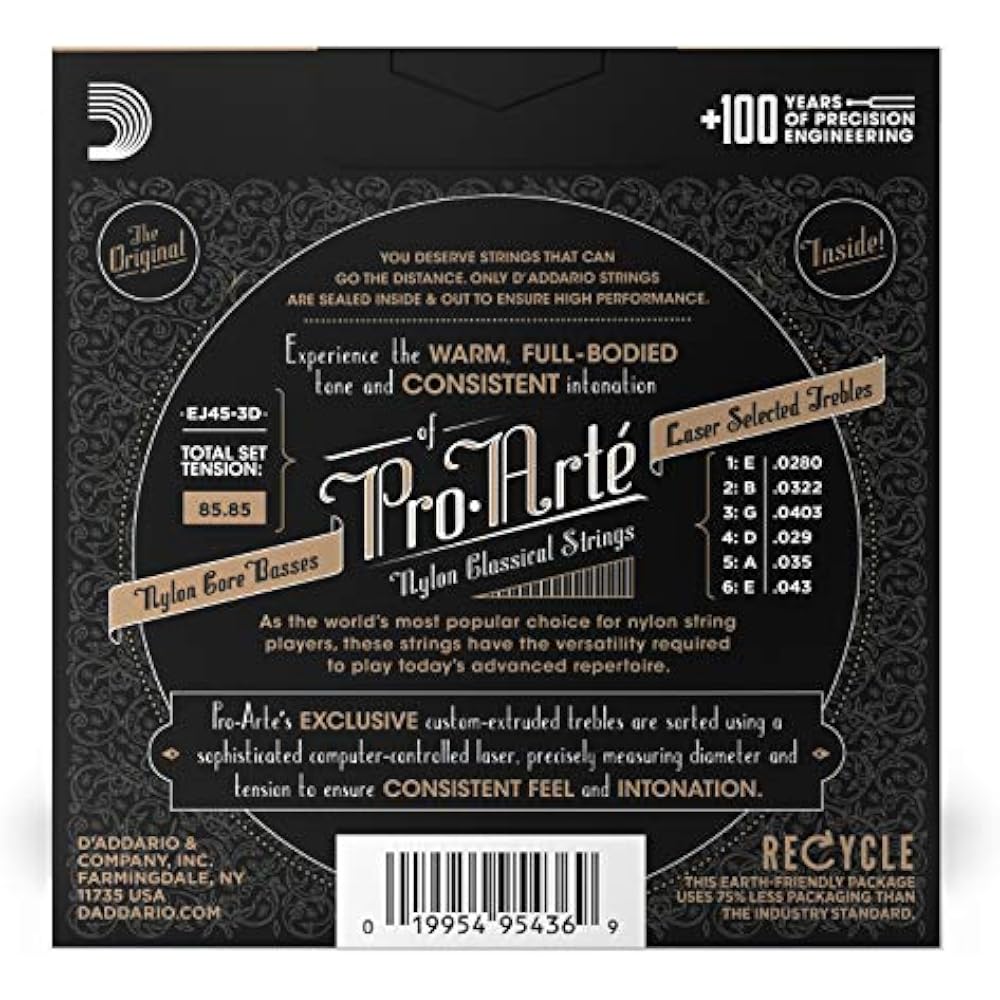 D'Addario Daddario Classical Guitar Strings Pro Arte Silver/Clear Normal EJ45-3D 3 Set Pack [Dome...