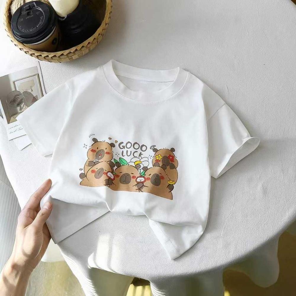 Girl's T-shirt, short sleeved top, animal print casual T-shirt