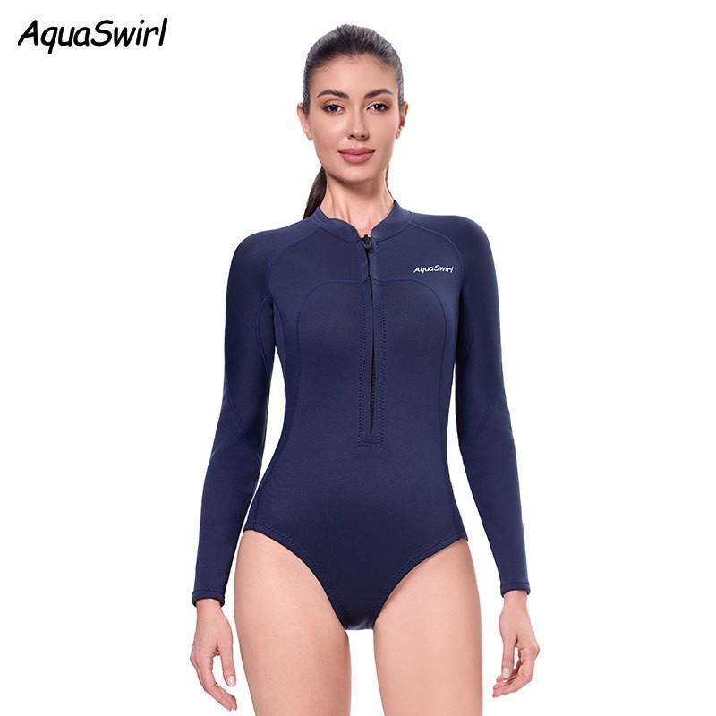 Womens 2mm Neoprene Full Wetsuit Deep Blue UV Protection Quick Dry Snorkeling Dive Suit Outdoor Water Activities