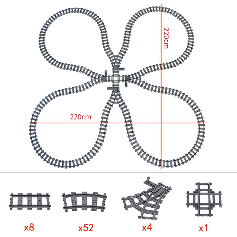 City Trains Flexible Tracks Forked Straight Curved Rails Switch Building Blocks Creative Toys for Kids Gifts