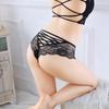 Women's Sexy Rose Jacquard Transparent Briefs with Thin Cross Belt