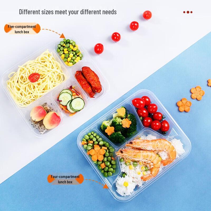 Fangcao Di 5-Compartment Disposable Plastic Lunch Boxes