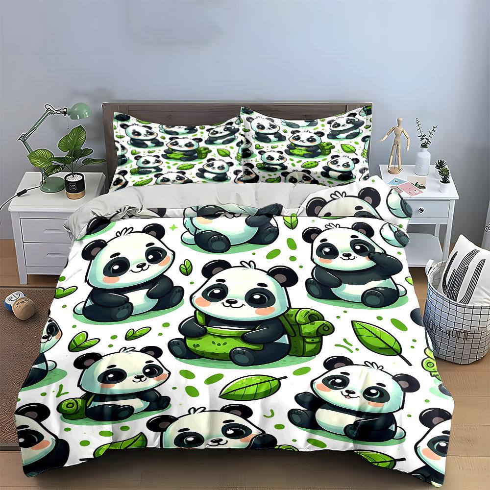"Adorable pandas amidst greenery" Bedding sets Duvet covers Pillowcases(1* Duvet Cover 2* Pillowcases without duvet insert)