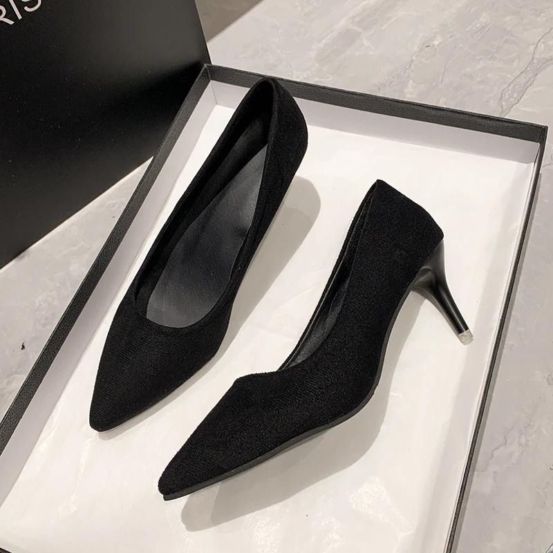 French Design High Heels for Women 2024Autumn and Winter New Single Shoe Pointy Skinny Heel Nude Temperament Small Ankle Boots