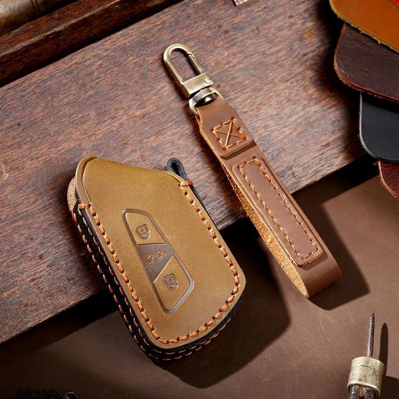 Leder Autozubehör Schlüsselhülle Etui Fob Schale für Volkswagen VW Golf 8 ID.6X Crozz Mk8 für Skoda 2018 Halter Schlüsselanhänger Tasche