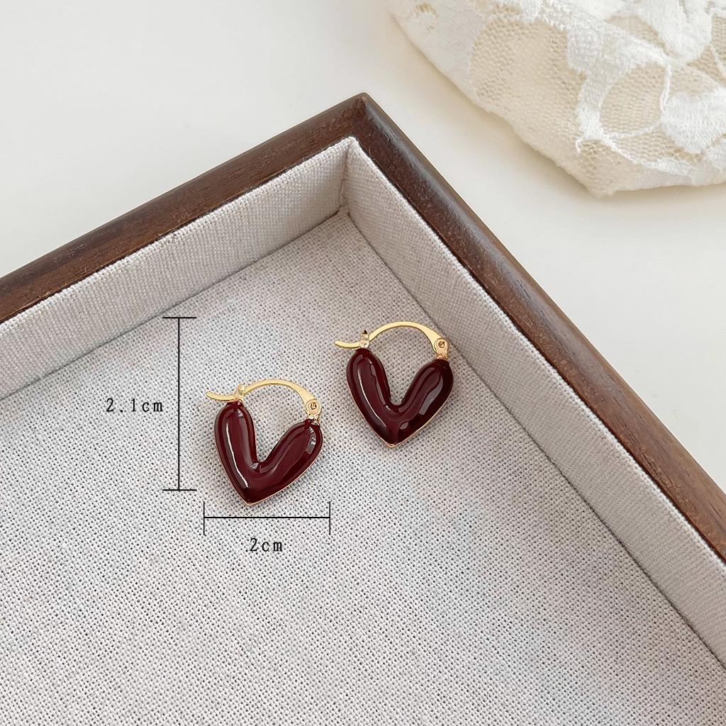 Ancola Red Drop Earrings: Women's Retro Chic, Fair-Skin Enhancing, Luxury Ear Jewelry.